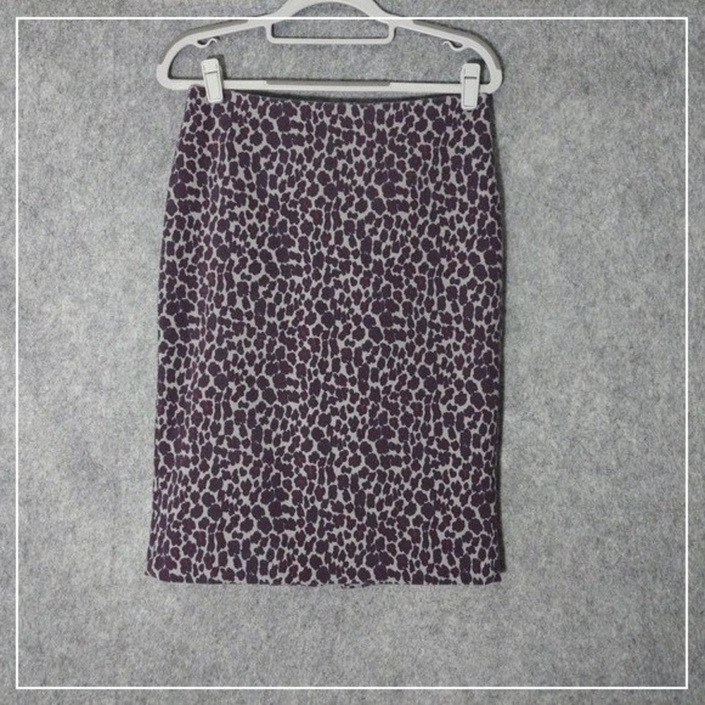 Talbots Skirt 2 Black Leopard Pencil High‎ Waist Stretch Quiet Luxury Office